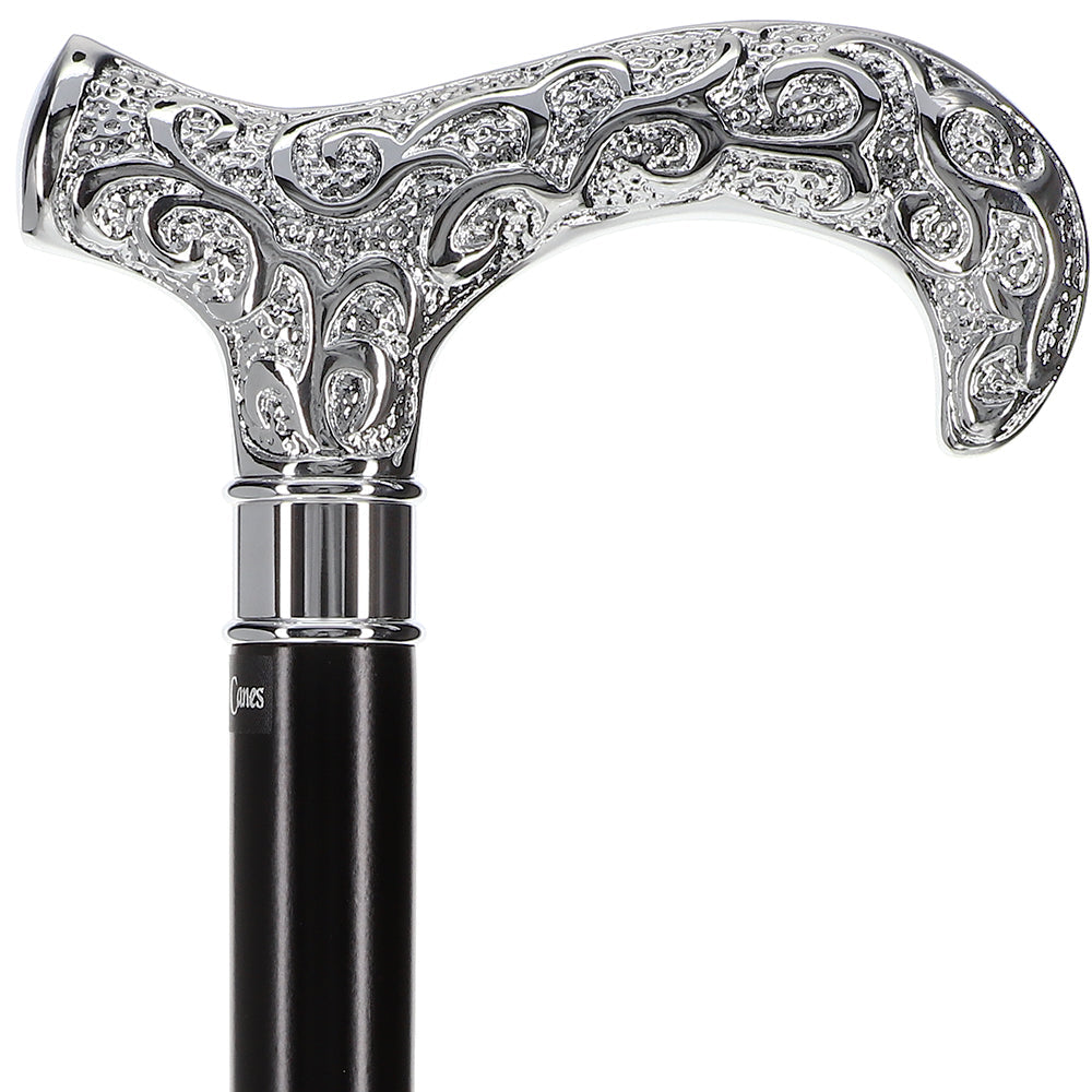 Super Strong Silver Scroll Derby Cane: Beechwood, Silver Extra Strong Walking Canes - Tophatter Daily Deals