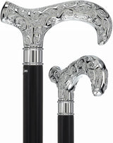 Super Strong Silver Scroll Derby Cane: Beechwood, Silver Extra Strong Walking Canes - Tophatter Daily Deals