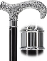 Super Strong Silver Scroll Derby Cane: Beechwood, Silver Extra Strong Walking Canes - Tophatter Daily Deals