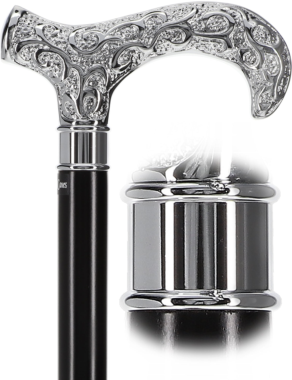 Super Strong Silver Scroll Derby Cane: Beechwood, Silver Extra Strong Walking Canes - Tophatter Daily Deals