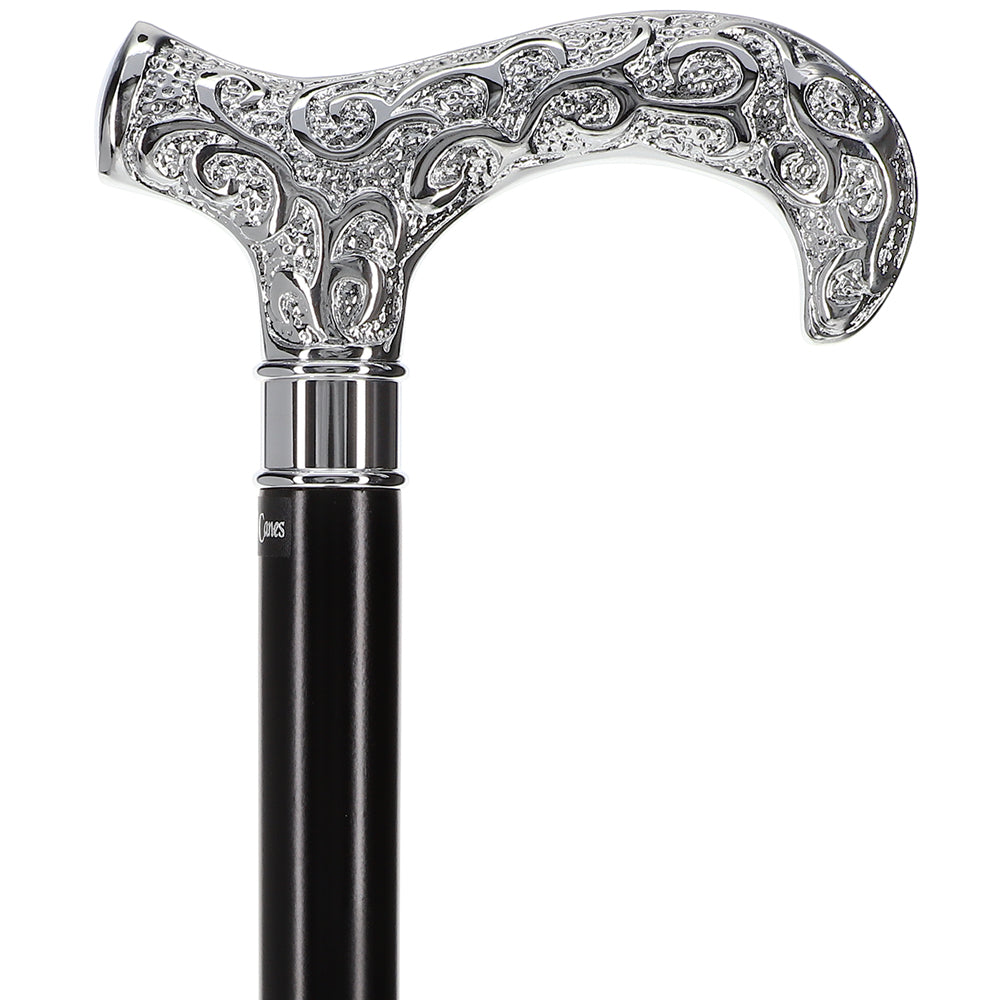 Super Strong Silver Scroll Derby Cane: Beechwood, Silver Extra Strong Walking Canes - Tophatter Daily Deals