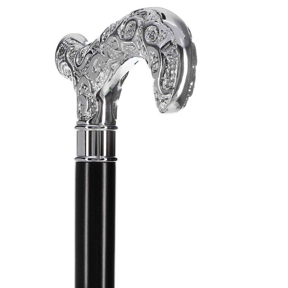 Super Strong Silver Scroll Derby Cane: Beechwood, Silver Extra Strong Walking Canes - Tophatter Daily Deals