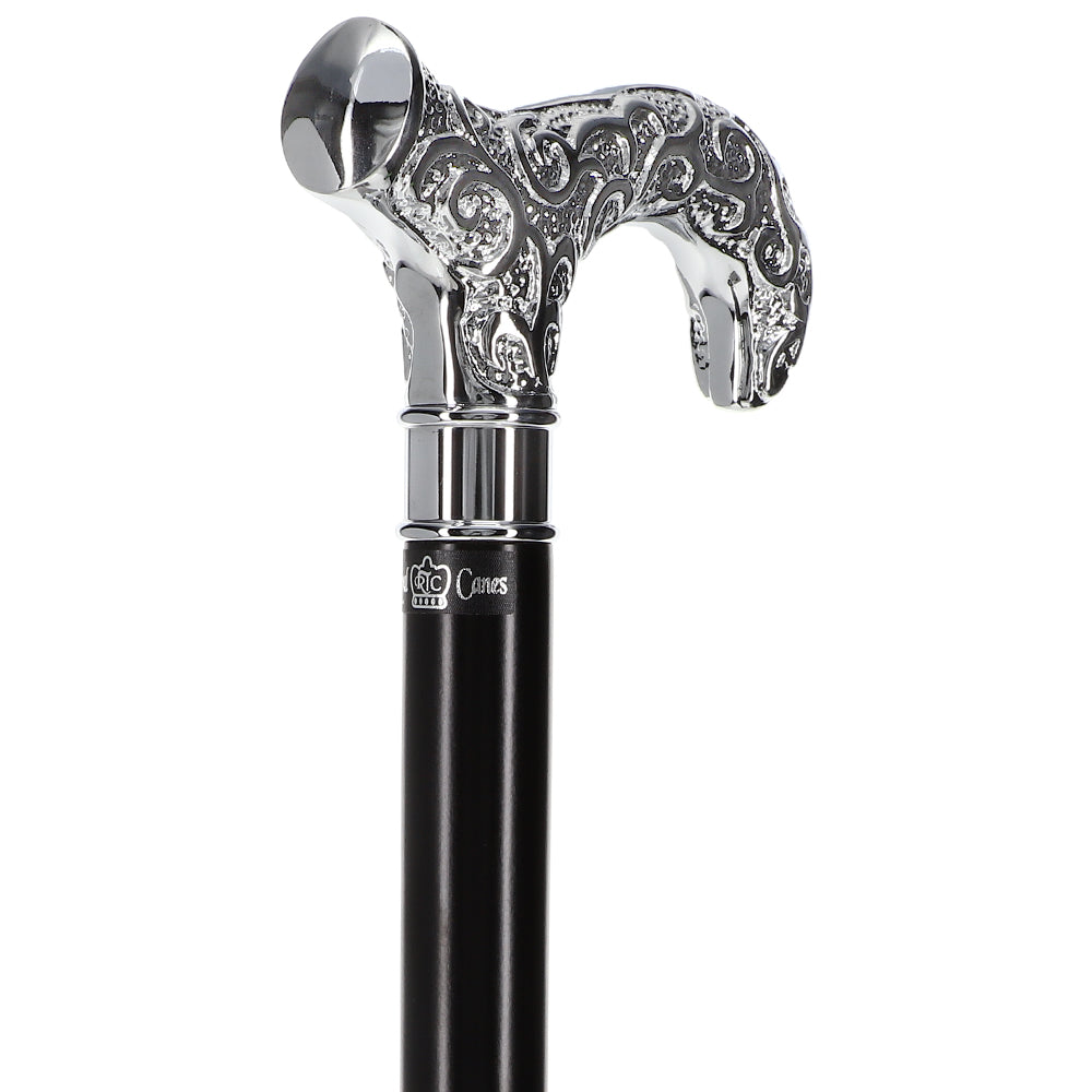 Super Strong Silver Scroll Derby Cane: Beechwood, Silver Extra Strong Walking Canes - Tophatter Daily Deals