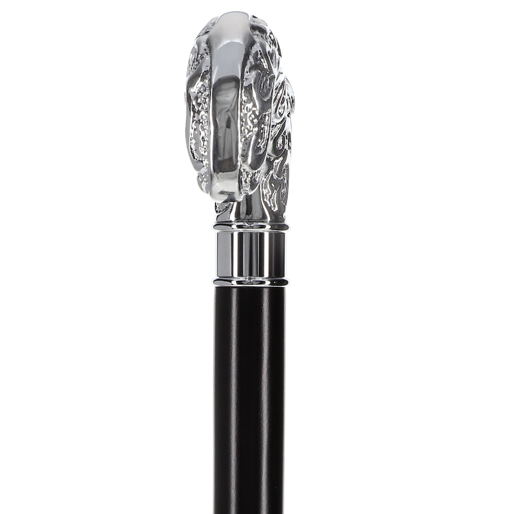Super Strong Silver Scroll Derby Cane: Beechwood, Silver Extra Strong Walking Canes - Tophatter Daily Deals