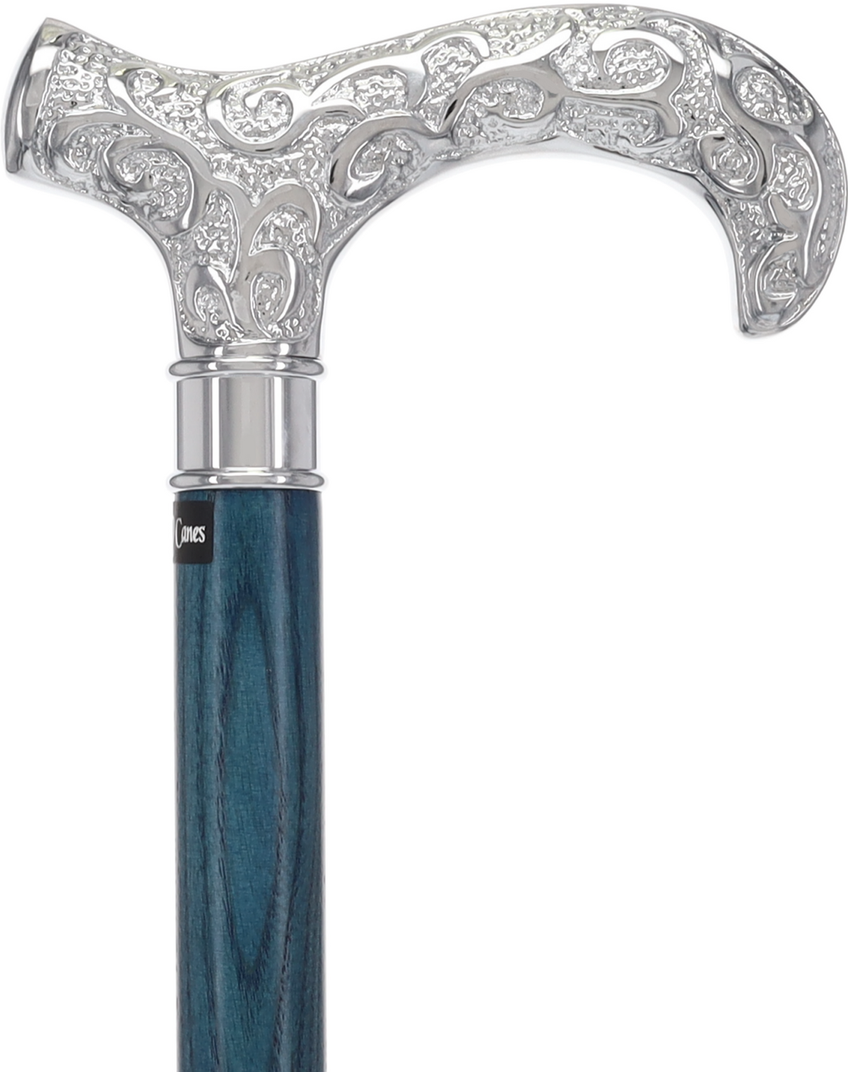 Super Strong Scrollwork Silver-Plated Handle, Blue Denim Shaft Extra Strong Walking Canes - Tophatter Daily Deals