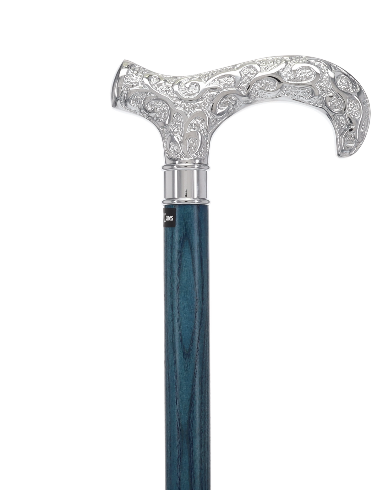 Super Strong Scrollwork Silver-Plated Handle, Blue Denim Shaft Extra Strong Walking Canes - Tophatter Daily Deals