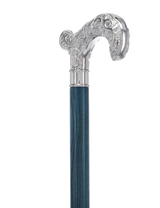 Super Strong Scrollwork Silver-Plated Handle, Blue Denim Shaft Extra Strong Walking Canes - Tophatter Daily Deals