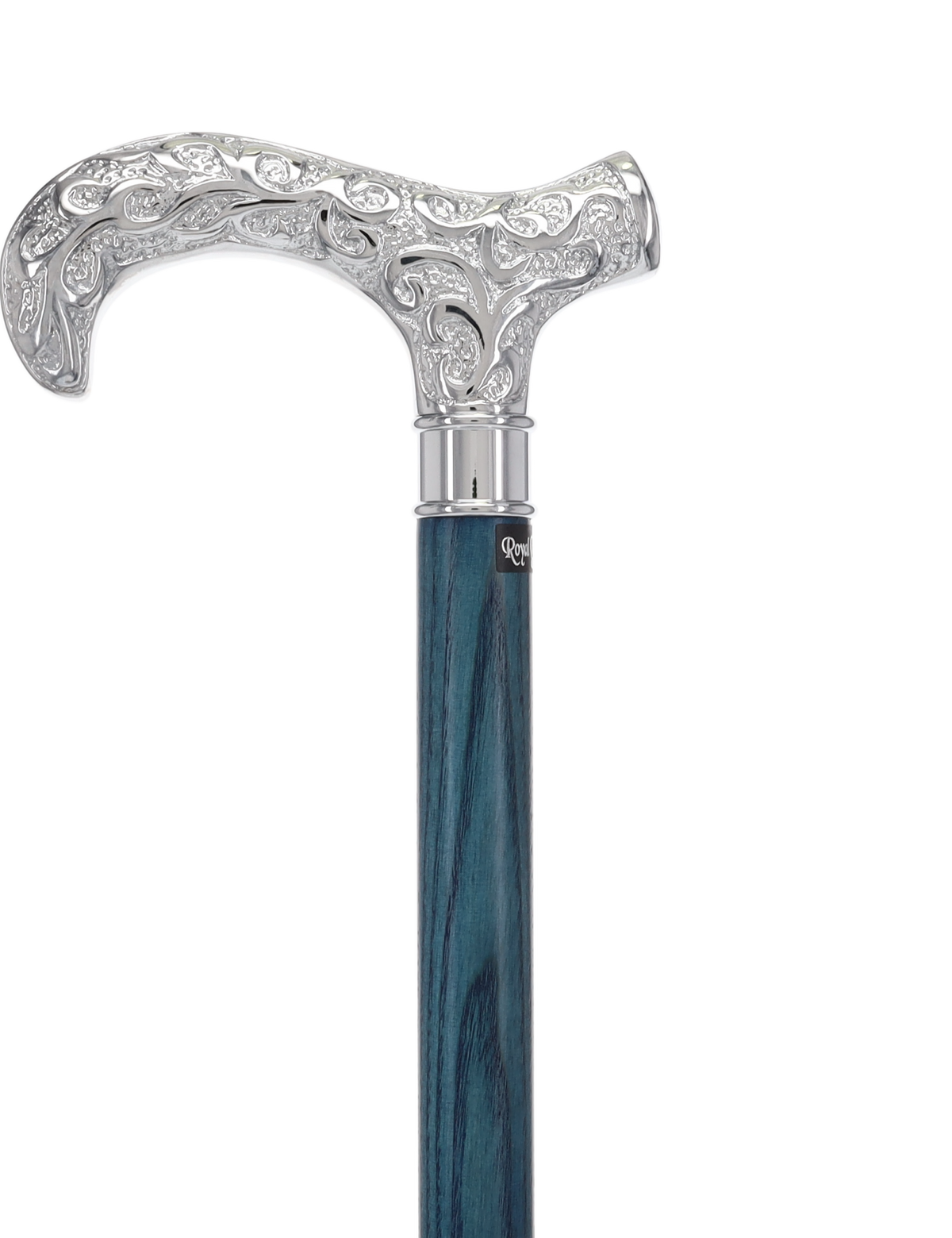 Super Strong Scrollwork Silver-Plated Handle, Blue Denim Shaft Extra Strong Walking Canes - Tophatter Daily Deals