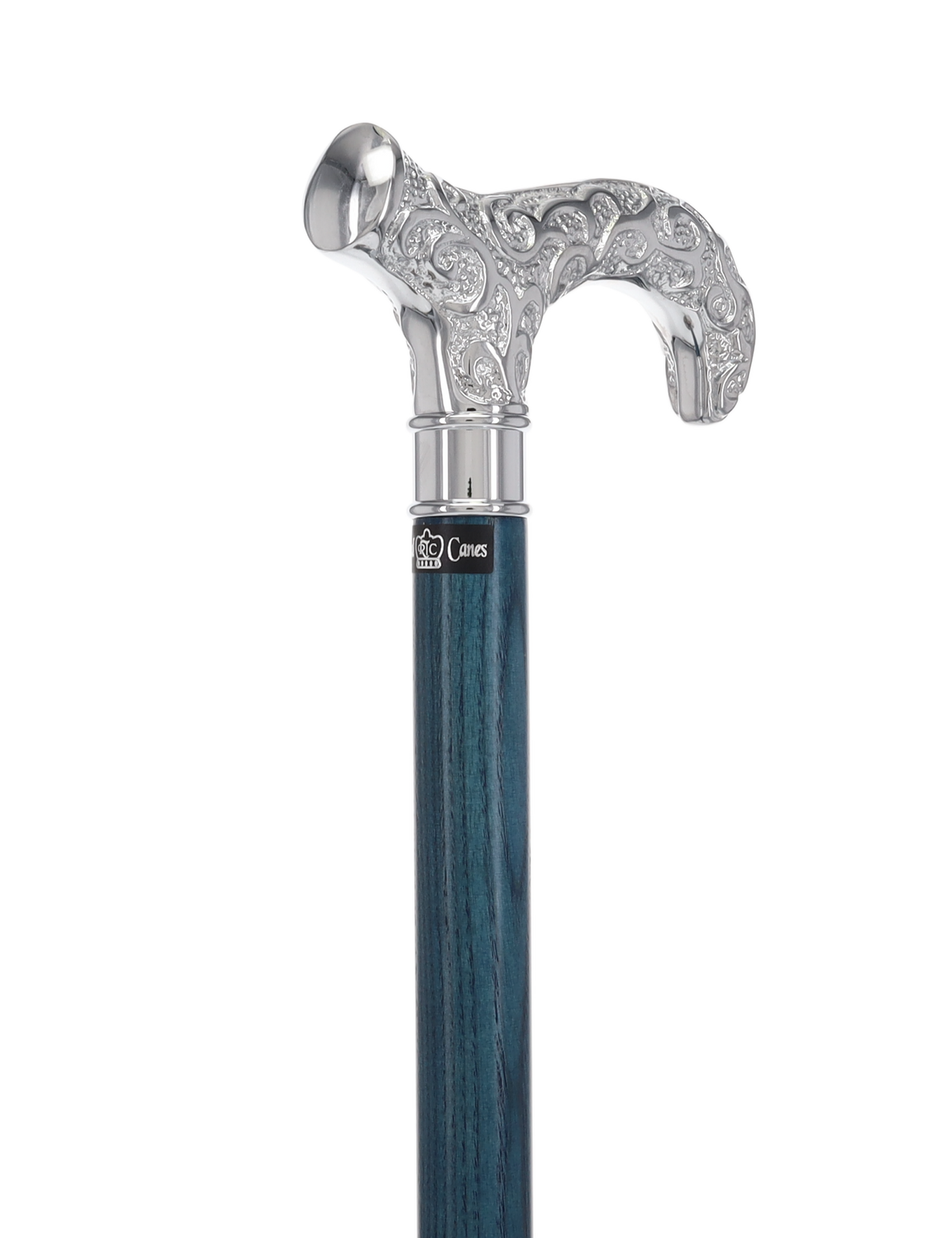 Super Strong Scrollwork Silver-Plated Handle, Blue Denim Shaft Extra Strong Walking Canes - Tophatter Daily Deals