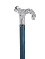 Super Strong Scrollwork Silver-Plated Handle, Blue Denim Shaft Extra Strong Walking Canes - Tophatter Daily Deals