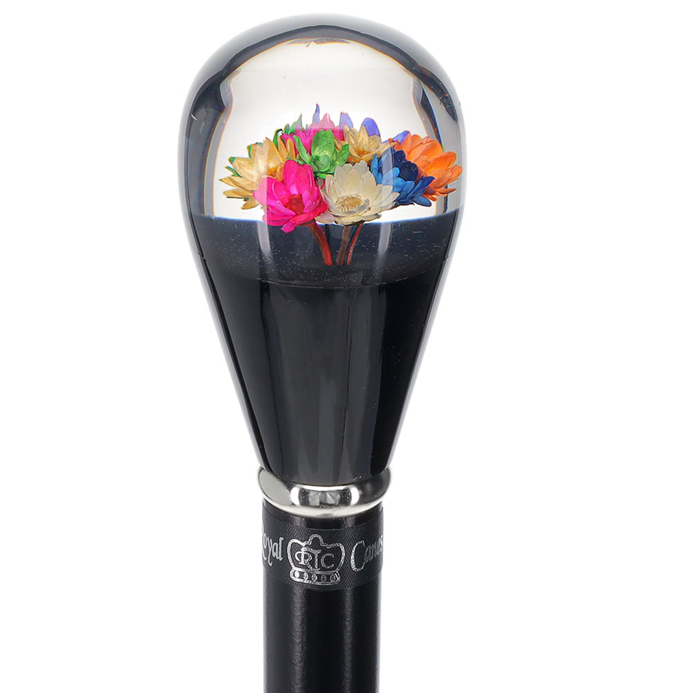 Real Dried Flower Clear Lucite Knob Stick: Beechwood Shaft Ball Clock Handle Walking Canes - Tophatter Daily Deals