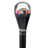 Real Dried Flower Clear Lucite Knob Stick: Beechwood Shaft Ball Clock Handle Walking Canes - Tophatter Daily Deals