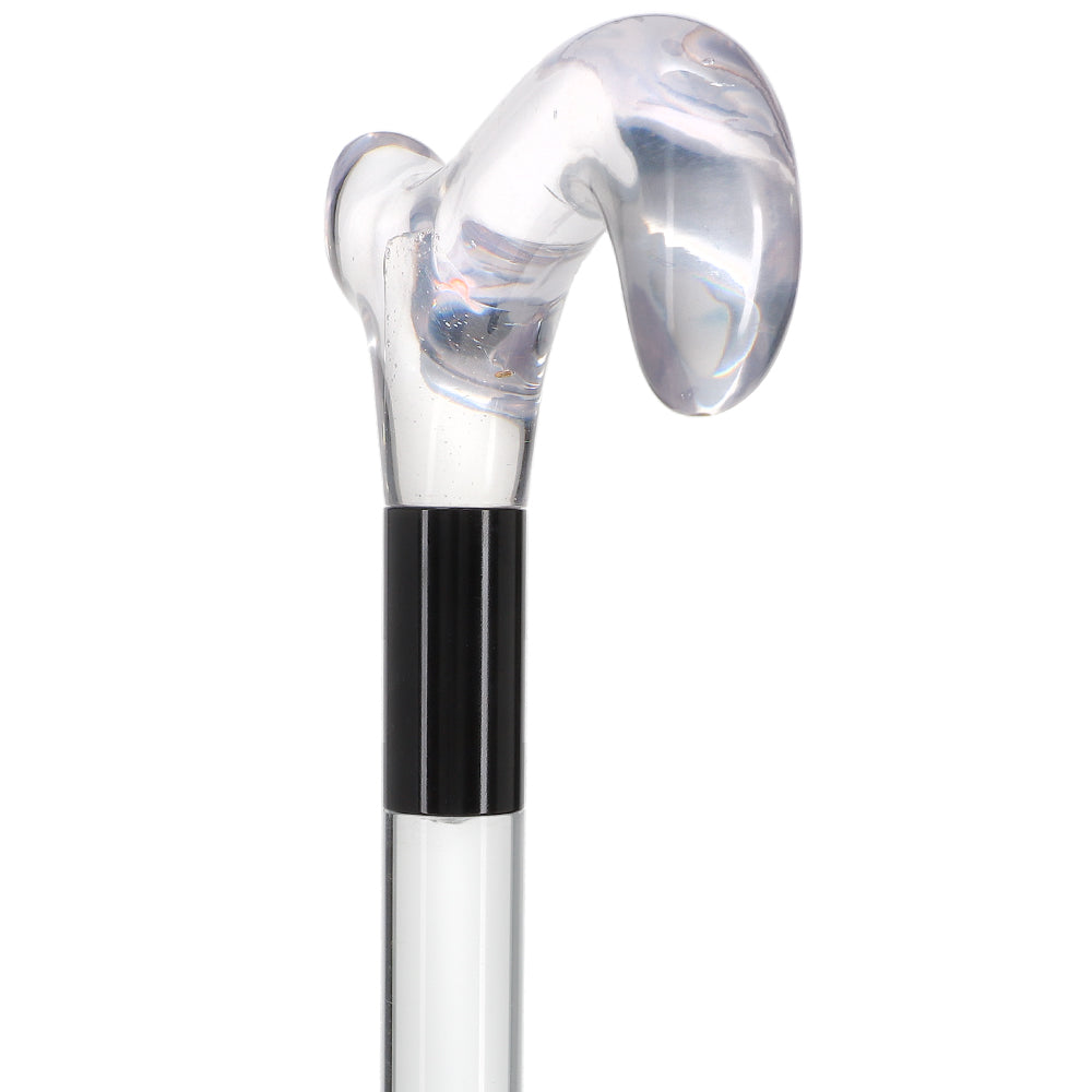 Elevate Style: Clear Lucite Cane with Customizable Collar Clear Lucite Walking Canes - Tophatter Daily Deals