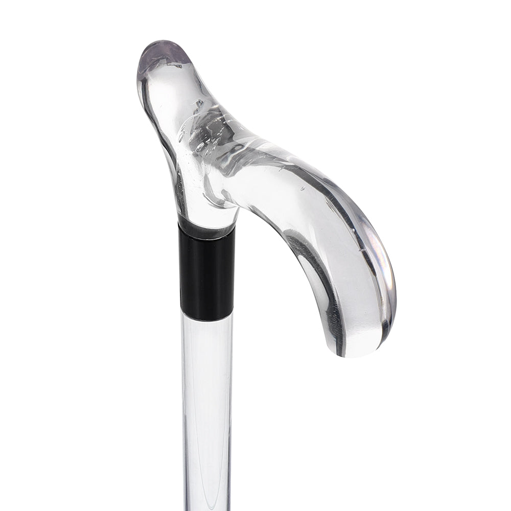 Elevate Style: Clear Lucite Cane with Customizable Collar Clear Lucite Walking Canes - Tophatter Daily Deals