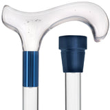 Scratch and Dent Clear Lucite Derby Handle Walking Cane with Lucite Shaft and Blue Collar V2417 Clear Lucite Walking Canes - Tophatter Daily Deals
