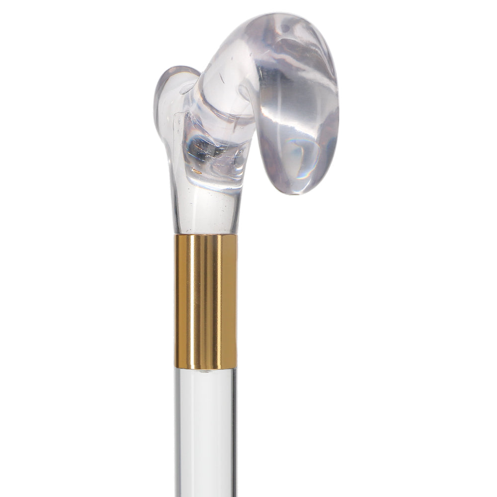 Elevate Style: Clear Lucite Cane with Customizable Collar Clear Lucite Walking Canes - Tophatter Daily Deals