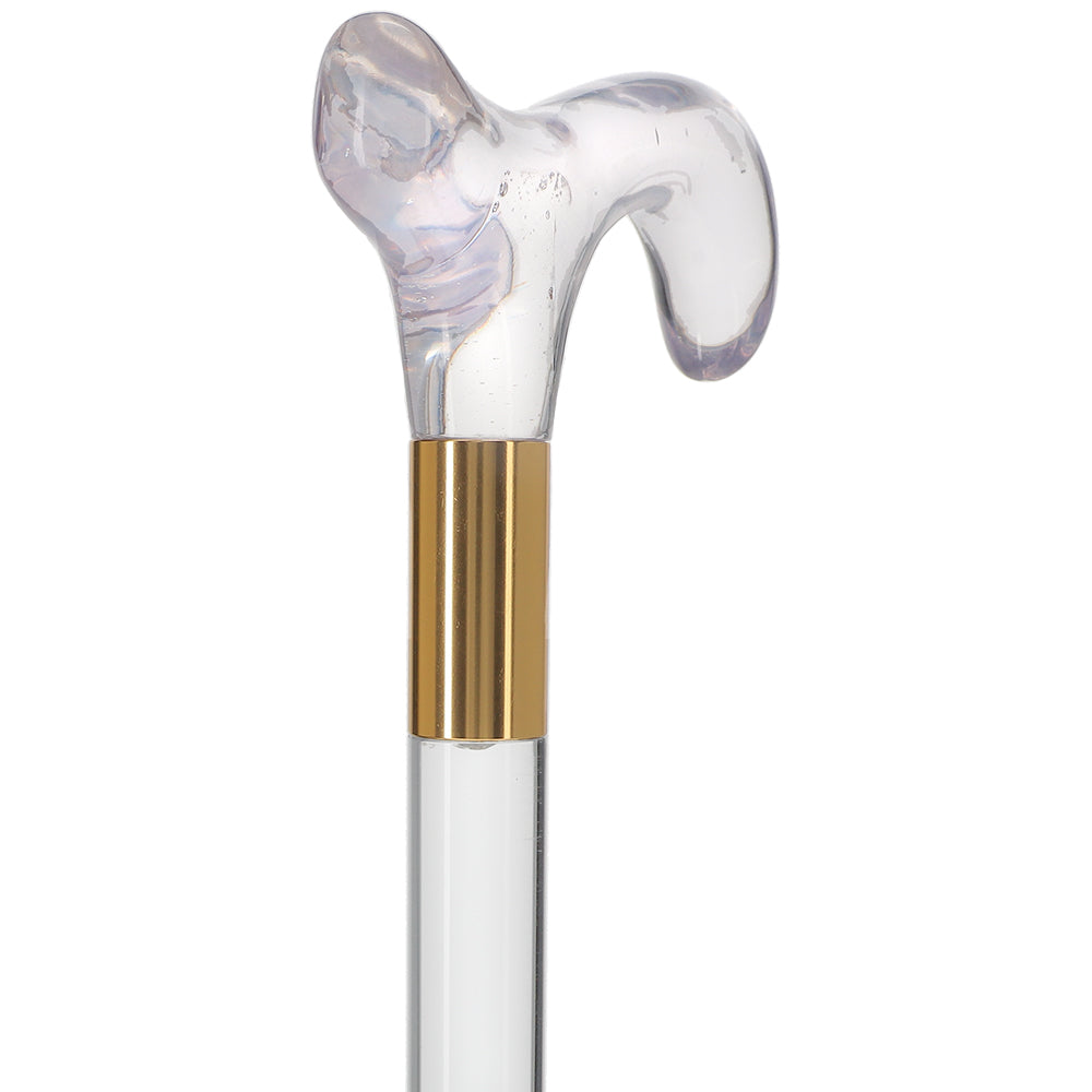 Elevate Style: Clear Lucite Cane with Customizable Collar Clear Lucite Walking Canes - Tophatter Daily Deals