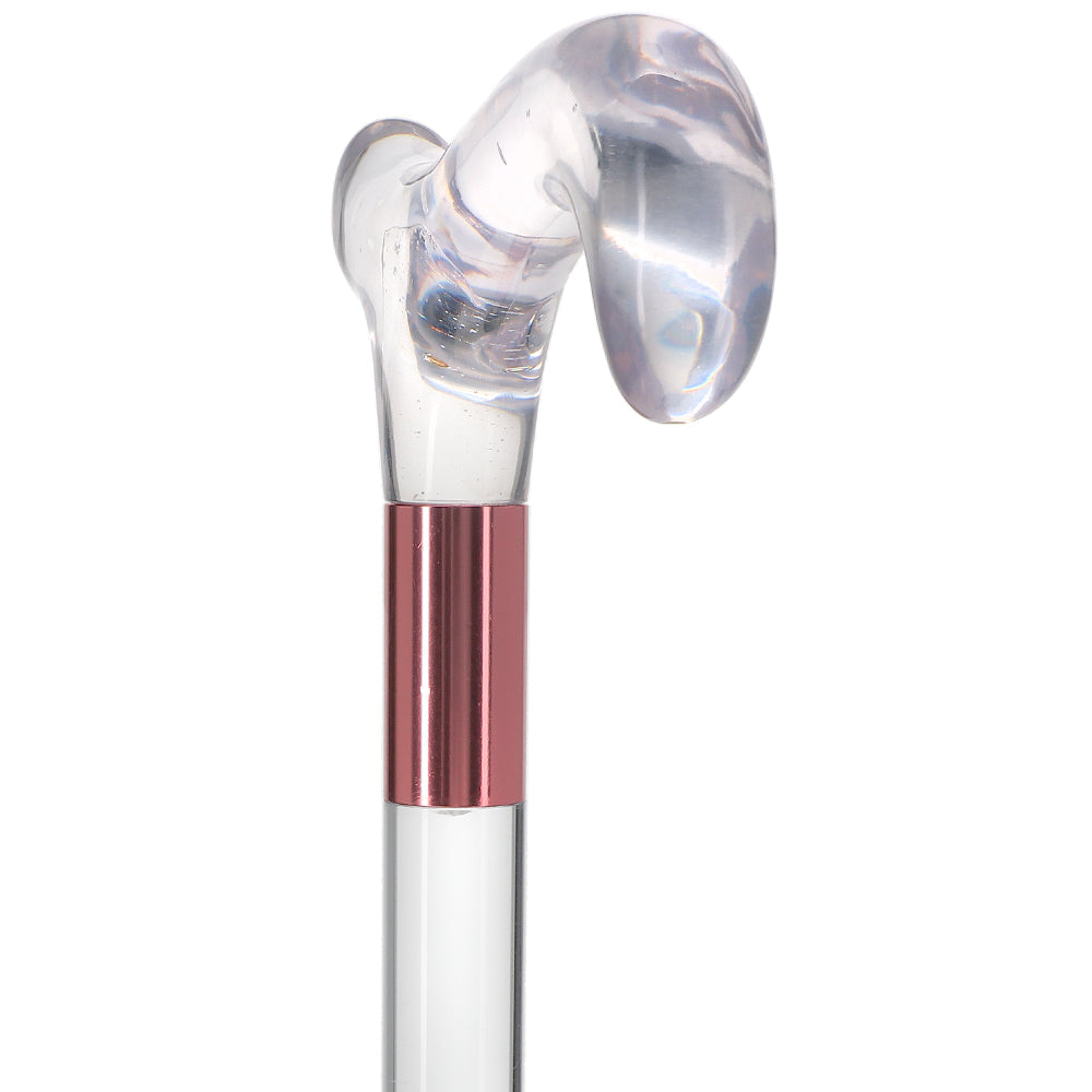 Elevate Style: Clear Lucite Cane with Customizable Collar Clear Lucite Walking Canes - Tophatter Daily Deals