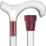 Scratch and Dent Clear Lucite Derby Handle Walking Cane with Lucite Shaft and Pink Collar V2437 Pink (Fuchsia Tip) +$2 Clear Lucite Walking Canes - Tophatter Daily Deals