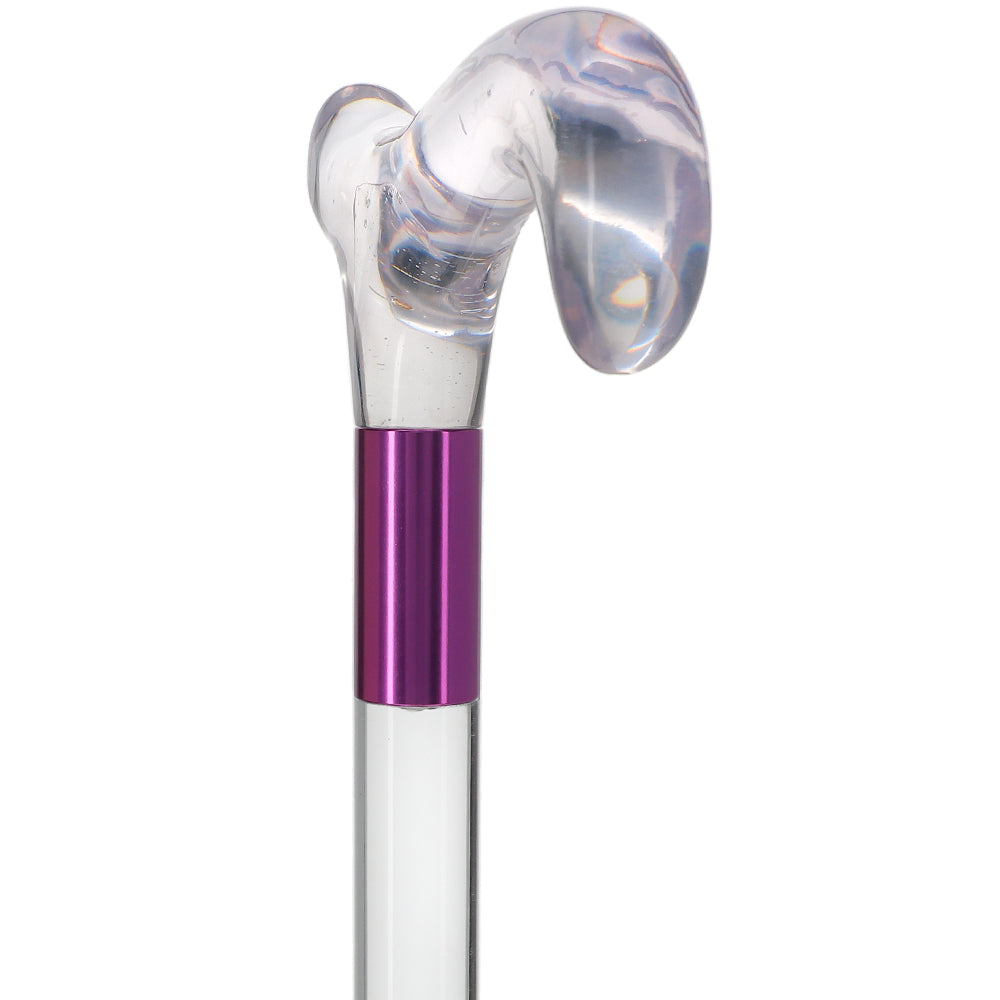 Elevate Style: Clear Lucite Cane with Customizable Collar Clear Lucite Walking Canes - Tophatter Daily Deals