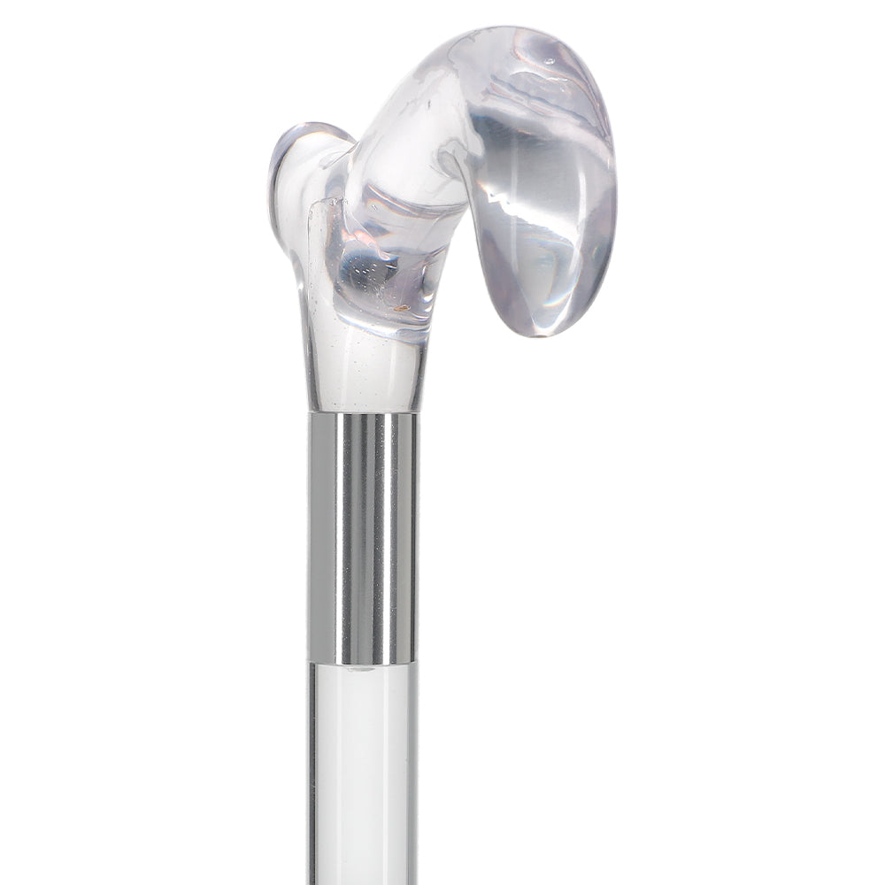 Elevate Style: Clear Lucite Cane with Customizable Collar Clear Lucite Walking Canes - Tophatter Daily Deals