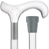 Scratch and Dent Clear Lucite Derby Handle Walking Cane with Lucite Shaft and Silver Collar V2443 Clear Lucite Walking Canes - Tophatter Daily Deals