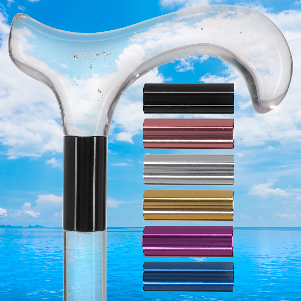 Elevate Style: Clear Lucite Cane with Customizable Collar Clear Lucite Walking Canes - Tophatter Daily Deals