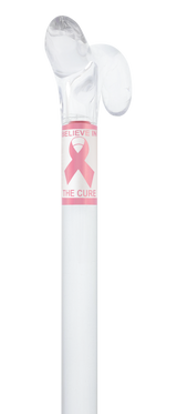 Believe in the Cure - Engraved Clear Lucite Derby Handle Walking Cane with Lucite Shaft Clear Lucite Walking Canes - Tophatter Daily Deals