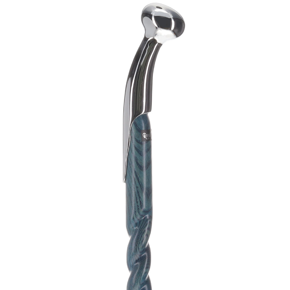 Twisted Blue Ash & Hame Chrome Walking Stick Hame Walking Sticks - Tophatter Daily Deals