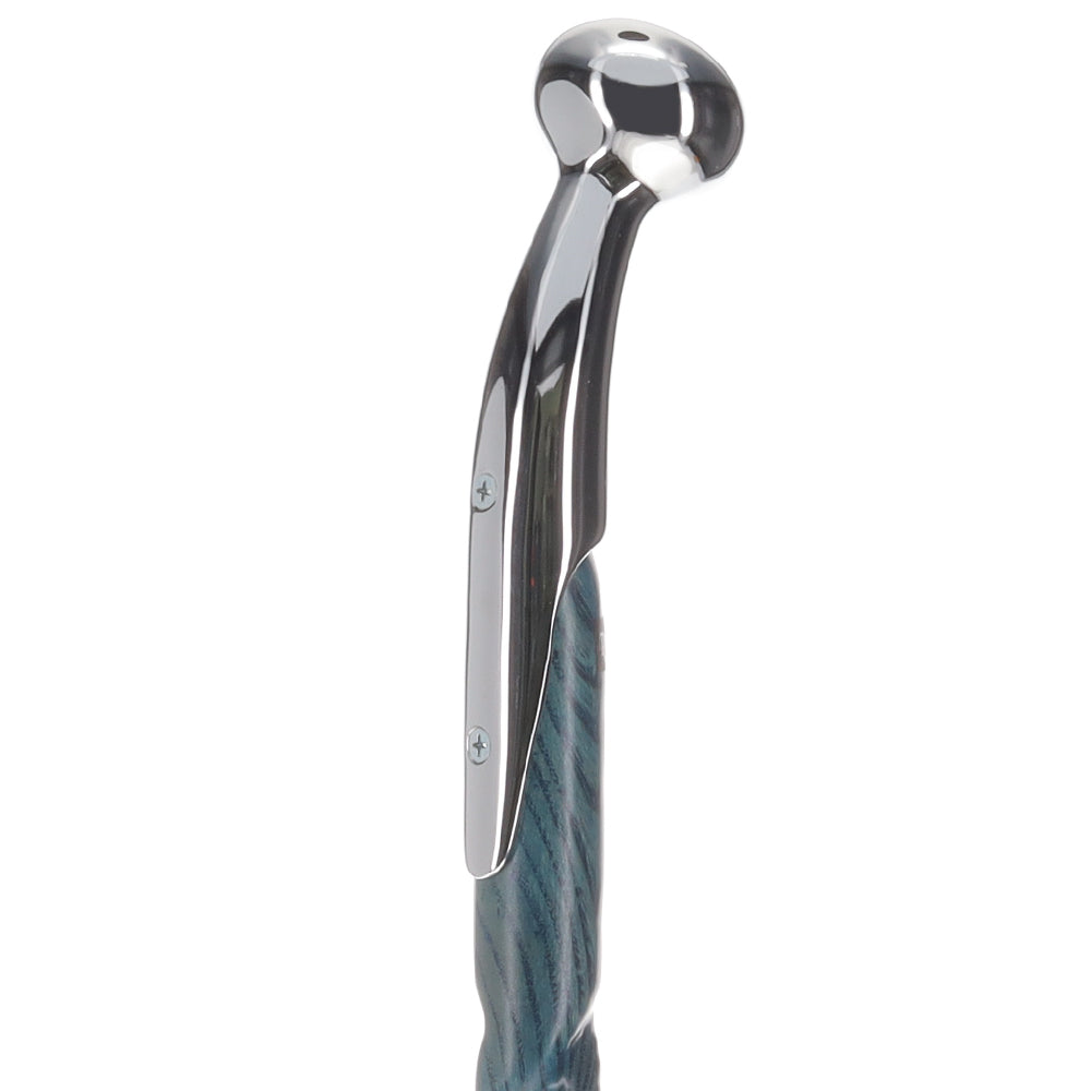 Twisted Blue Ash & Hame Chrome Walking Stick Hame Walking Sticks - Tophatter Daily Deals
