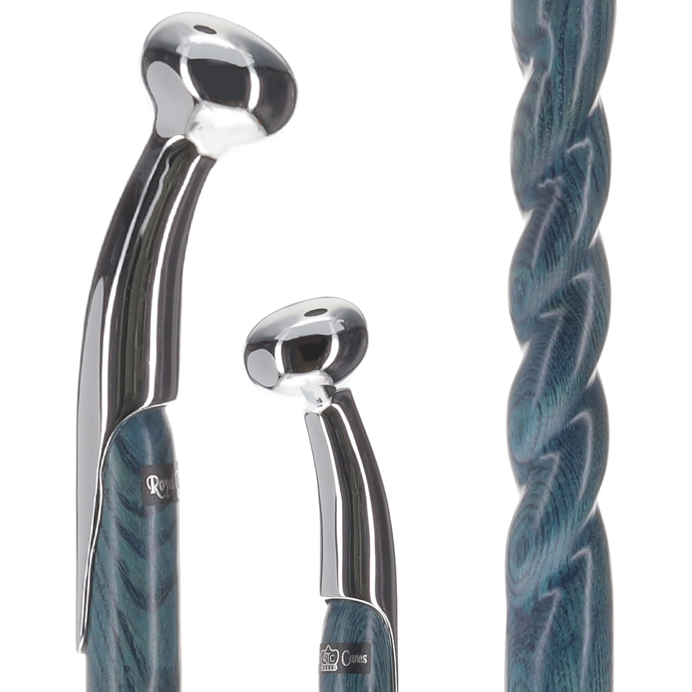 Twisted Blue Ash & Hame Chrome Walking Stick Hame Walking Sticks - Tophatter Daily Deals