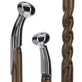 Premium Chrome-Plated Brass Hame Handle Stick: Twisted Ash Wood Hame Walking Sticks - Tophatter Daily Deals