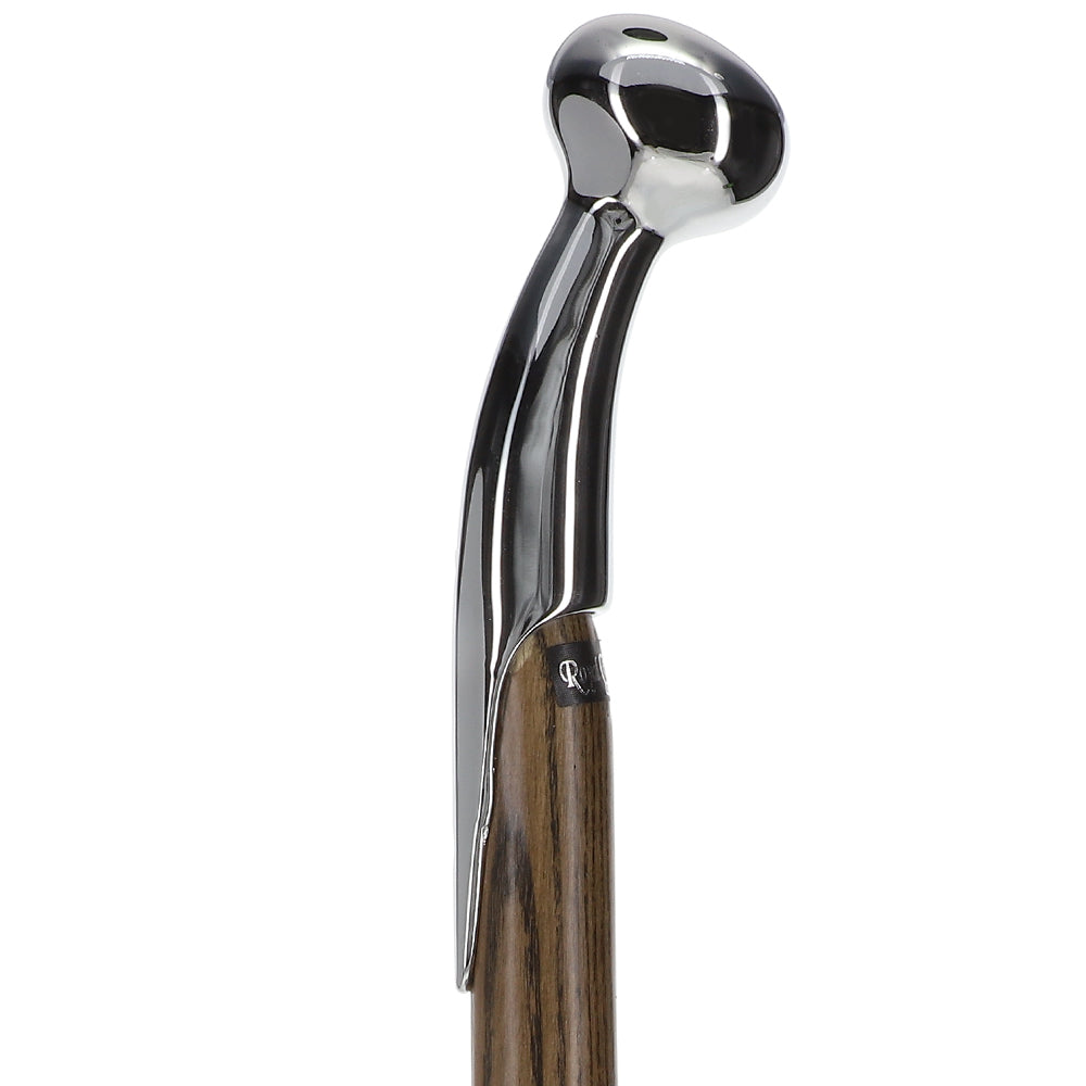 Premium Chrome-Plated Brass Hame Handle Stick: Twisted Ash Wood Hame Walking Sticks - Tophatter Daily Deals