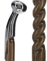 Premium Chrome-Plated Brass Hame Handle Stick: Twisted Ash Wood Hame Walking Sticks - Tophatter Daily Deals