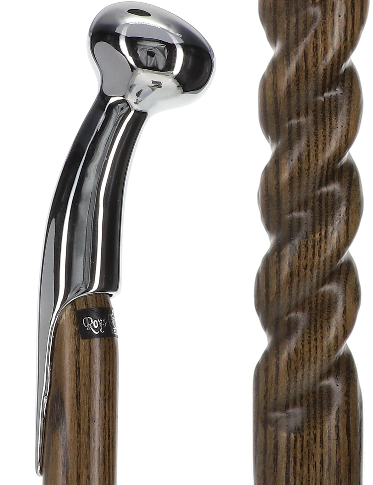 Premium Chrome-Plated Brass Hame Handle Stick: Twisted Ash Wood Hame Walking Sticks - Tophatter Daily Deals