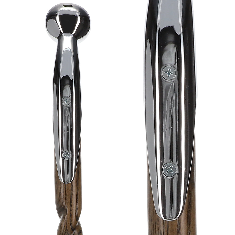 Premium Chrome-Plated Brass Hame Handle Stick: Twisted Ash Wood Hame Walking Sticks - Tophatter Daily Deals