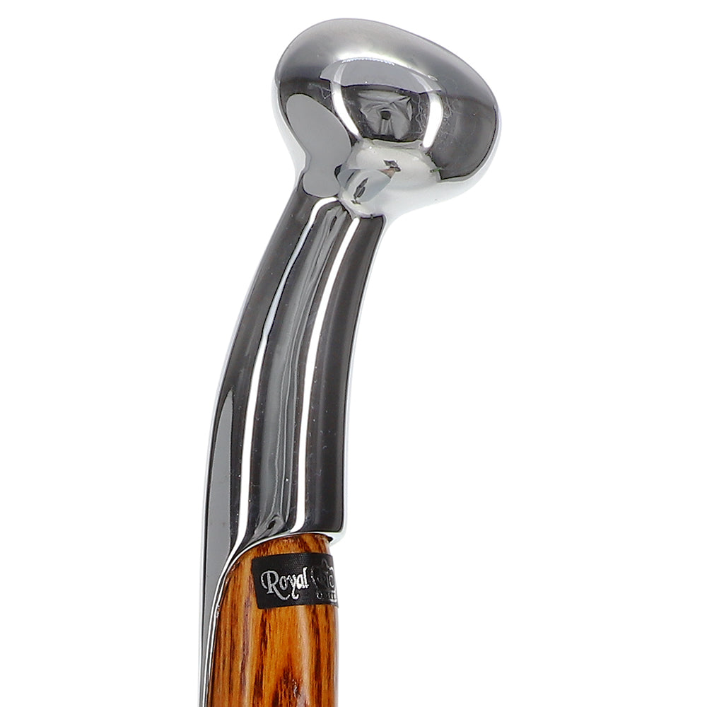 Espresso Hame Stick, Chrome Plated Brass & Twisted Ash Wood Hame Walking Sticks - Tophatter Daily Deals