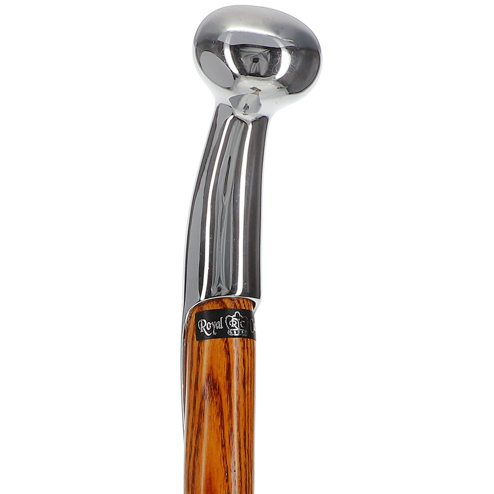 Espresso Hame Stick, Chrome Plated Brass & Twisted Ash Wood Hame Walking Sticks - Tophatter Daily Deals