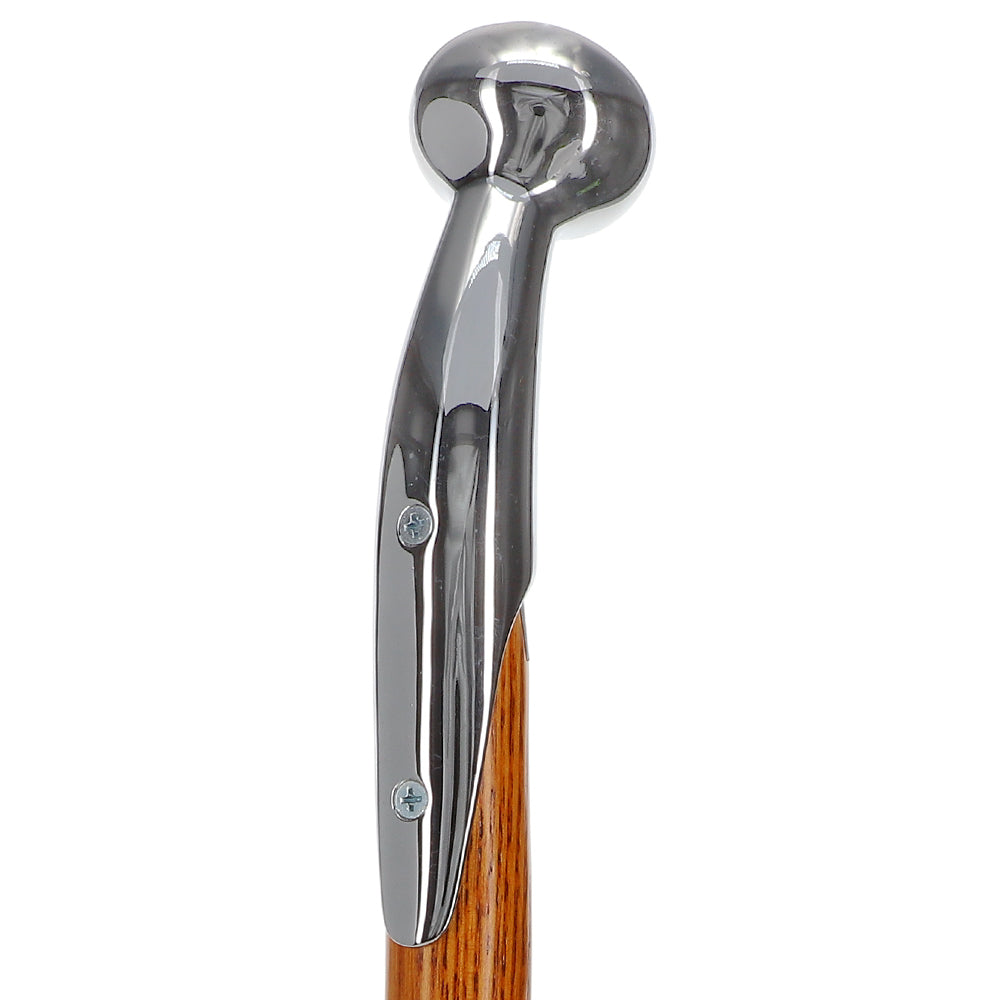 Espresso Hame Stick, Chrome Plated Brass & Twisted Ash Wood Hame Walking Sticks - Tophatter Daily Deals