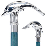 Dolphin Premium Chrome Brass Cane: Stained Custom Color Shaft Fish Walking Canes - Tophatter Daily Deals