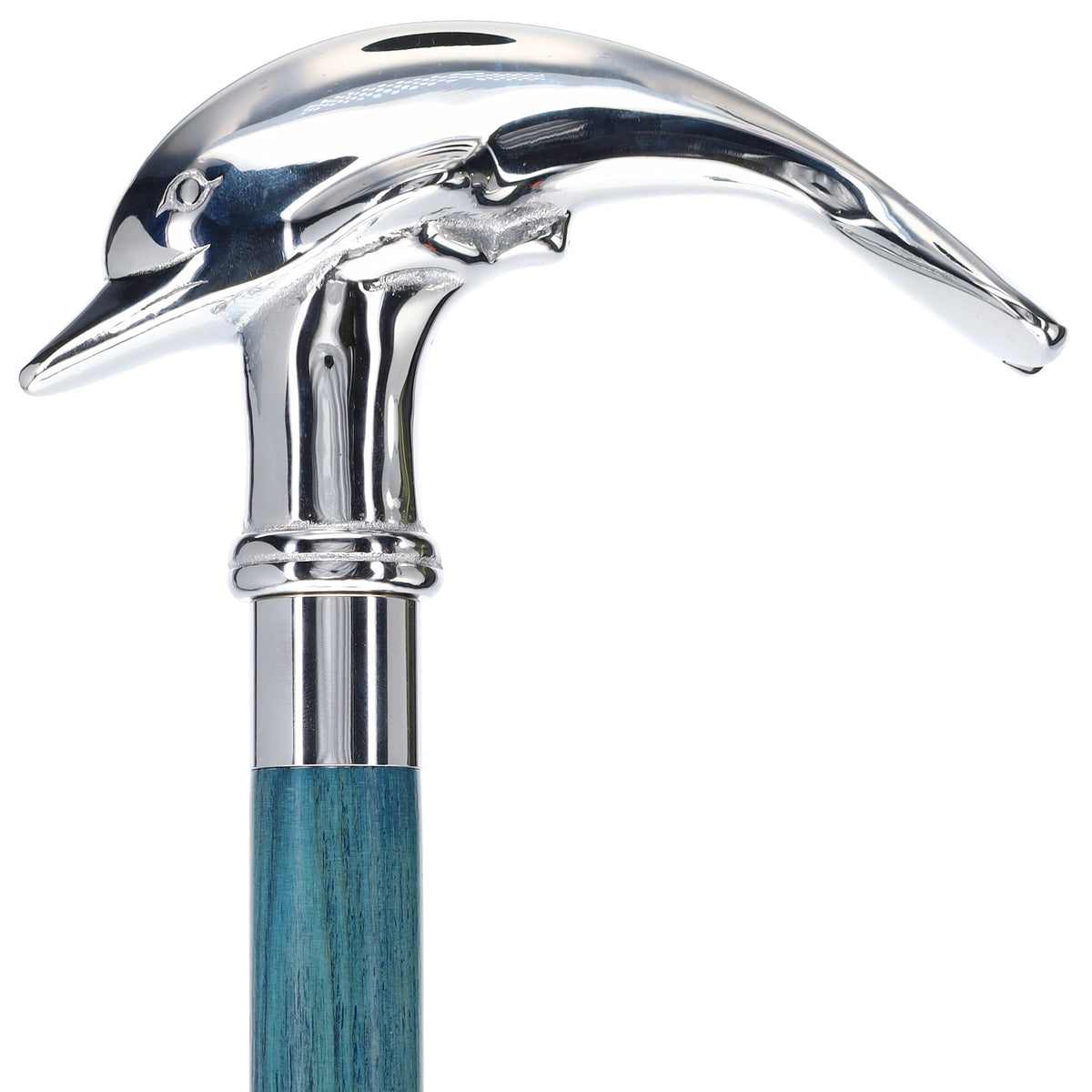 Dolphin Premium Chrome Brass Cane: Stained Custom Color Shaft Fish Walking Canes - Tophatter Daily Deals