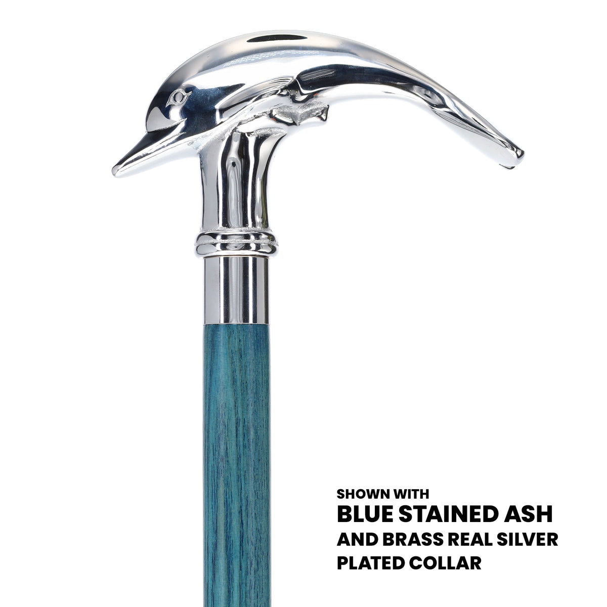 Dolphin Premium Chrome Brass Cane: Stained Custom Color Shaft Fish Walking Canes - Tophatter Daily Deals