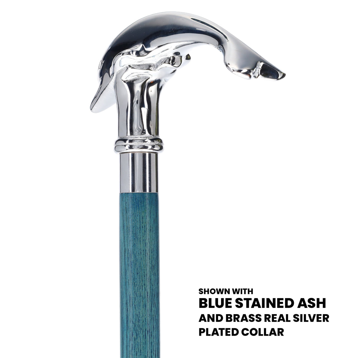 Dolphin Premium Chrome Brass Cane: Stained Custom Color Shaft Fish Walking Canes - Tophatter Daily Deals
