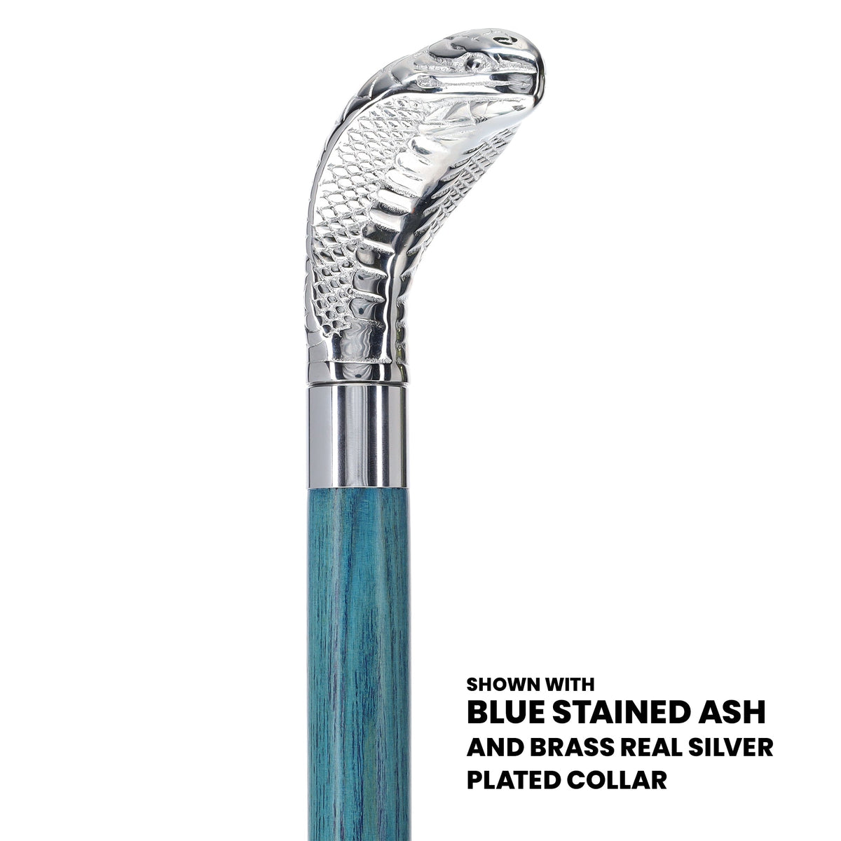 Chrome Plated Snake Handle Walking Cane w/ Custom Color Stained Ash Shaft & Collar - Tophatter Daily Deals