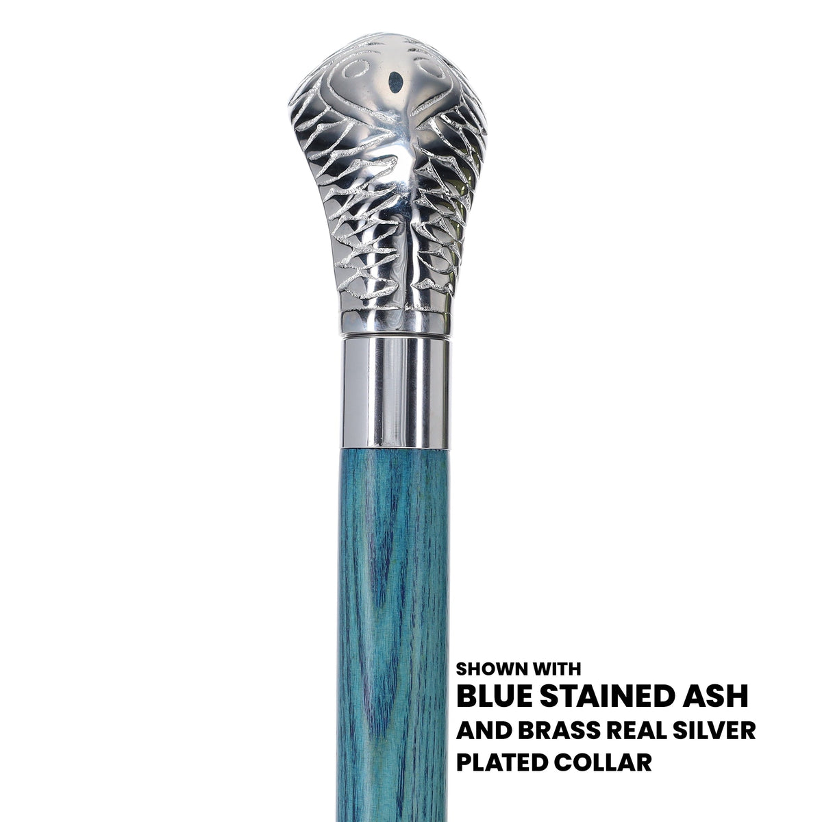 Chrome Plated Snake Handle Walking Cane w/ Custom Color Stained Ash Shaft & Collar - Tophatter Daily Deals