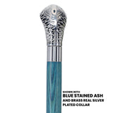 Chrome Plated Snake Handle Walking Cane w/ Custom Color Stained Ash Shaft & Collar - Tophatter Daily Deals