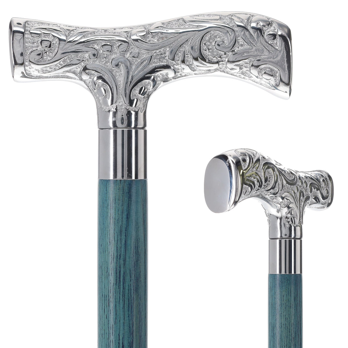 T-Handle Premium Chrome Brass Cane: Stained Custom Color Shaft Plated Handle Walking Canes - Tophatter Daily Deals