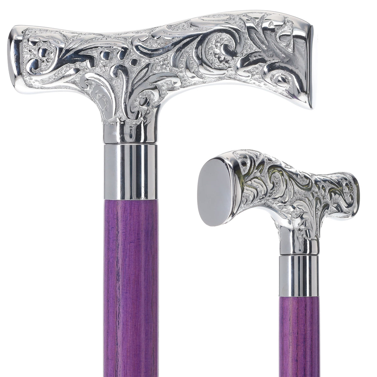 Exclusive Joker-Inspired Chrome T-Shape Cane: Stained Shaft Plated Handle Walking Canes - Tophatter Daily Deals