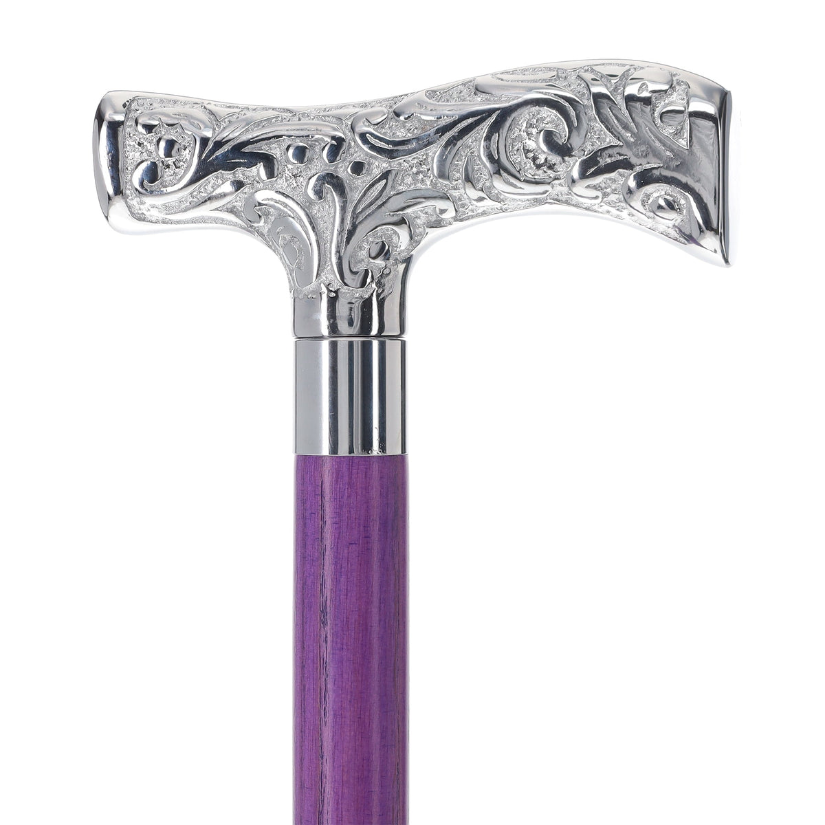 Exclusive Joker-Inspired Chrome T-Shape Cane: Stained Shaft Plated Handle Walking Canes - Tophatter Daily Deals