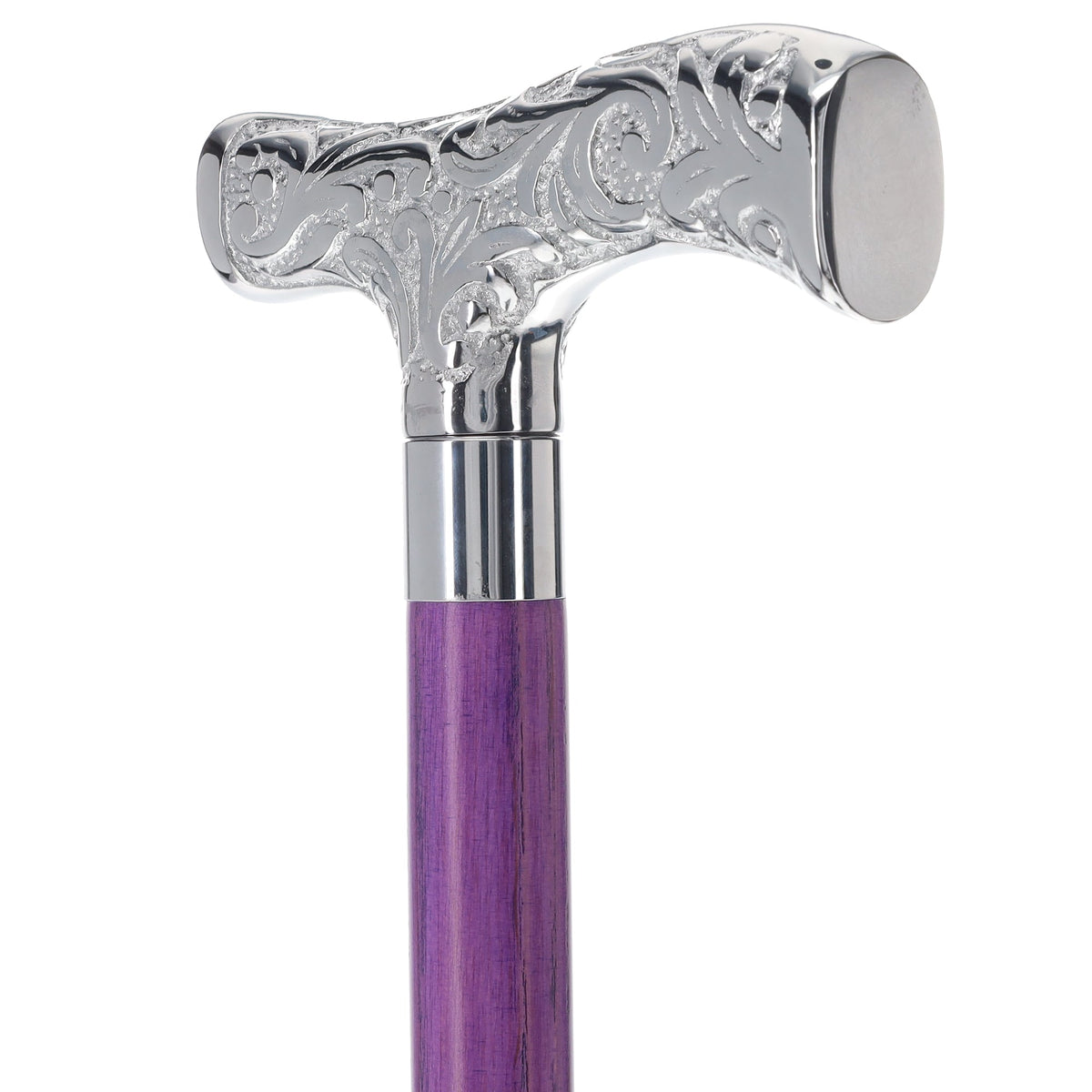 Exclusive Joker-Inspired Chrome T-Shape Cane: Stained Shaft Plated Handle Walking Canes - Tophatter Daily Deals